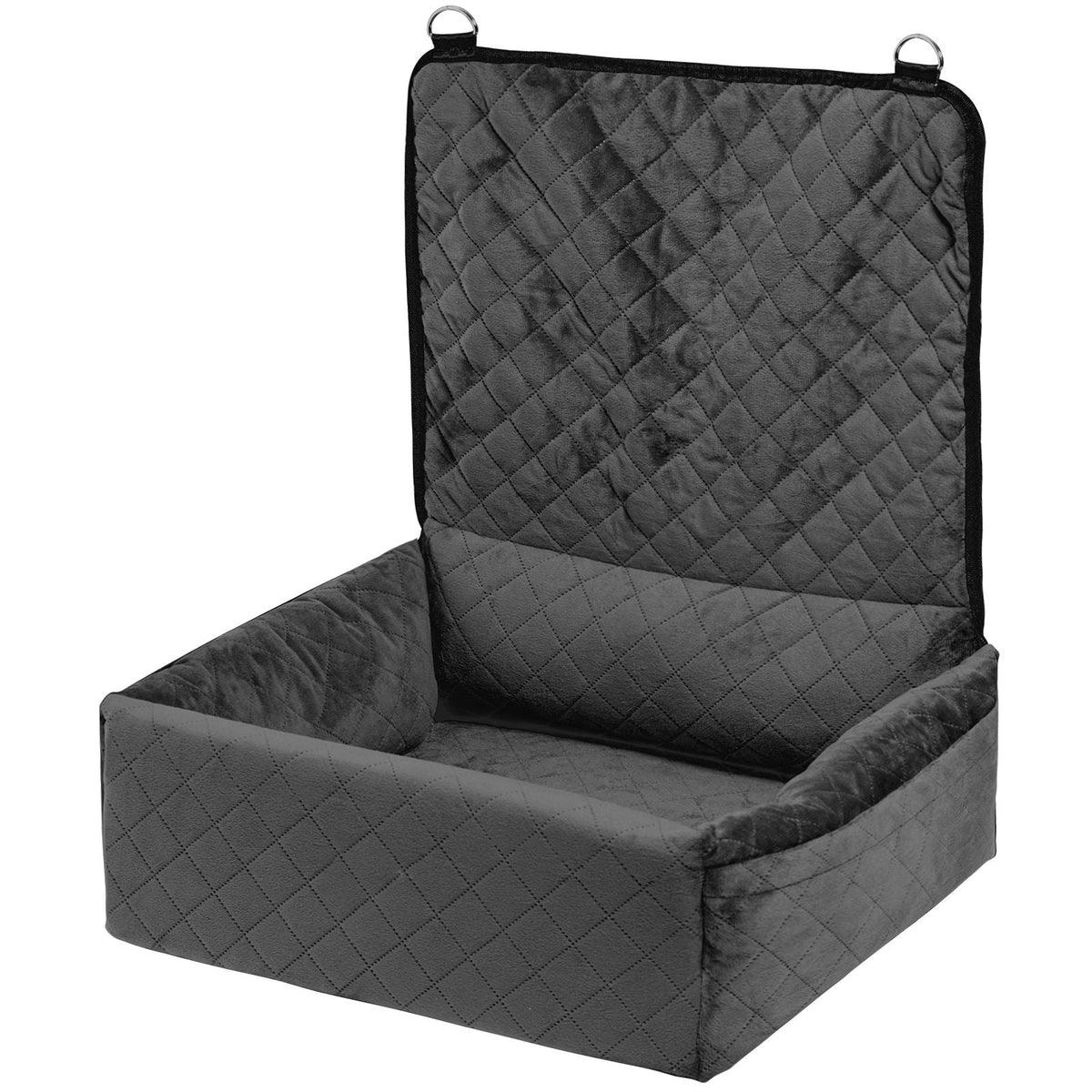 Dog Car Seat, Dog Booster Seat for Car with A Storage Pocket, Clip-On Safety Leash, Sponge and PP Cotton Filling, Dog Car Bed for Small & Medium Dog up to 40lbs, Black