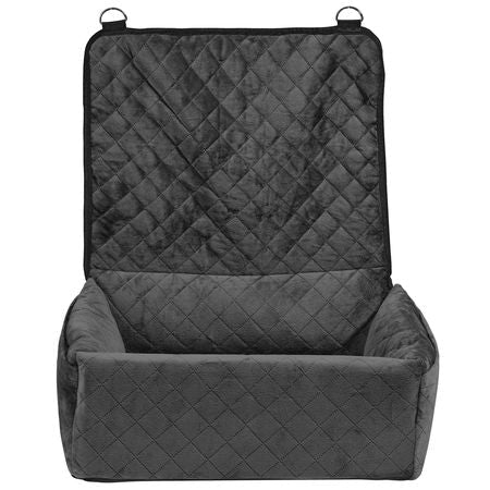 Dog Car Seat, Dog Booster Seat for Car with A Storage Pocket, Clip-On Safety Leash, Sponge and PP Cotton Filling, Dog Car Bed for Small & Medium Dog up to 40lbs, Black