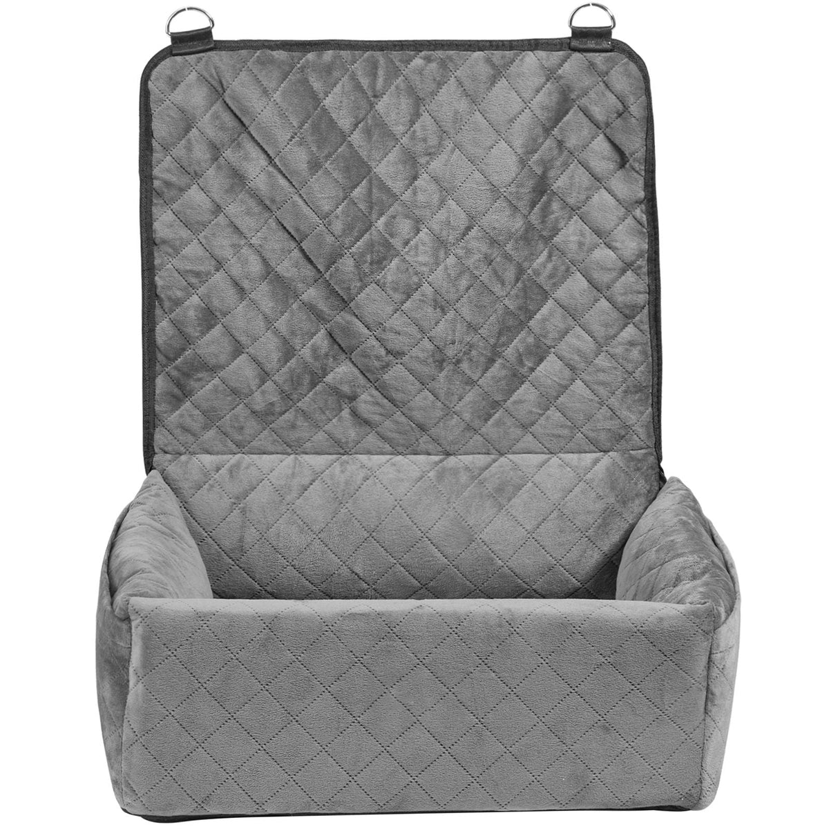 Dog Car Seat, Dog Booster Seat for Car with A Storage Pocket, Clip-On Safety Leash, Sponge and PP Cotton Filling, Dog Car Bed for Small & Medium Dog up to 40lbs, Gray
