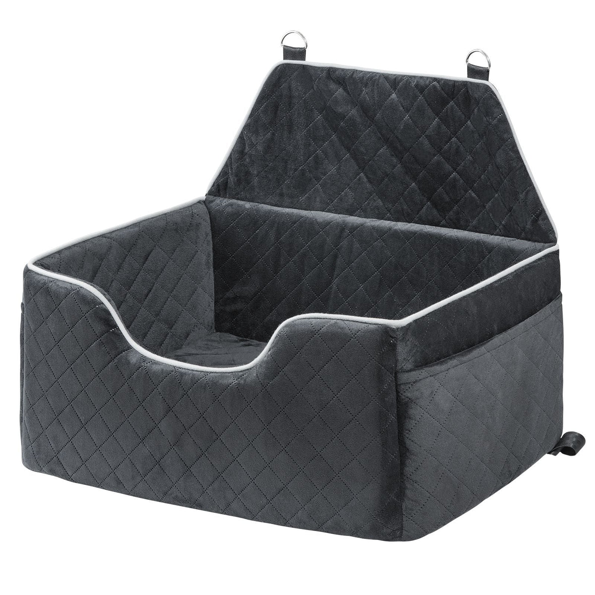Dog Car Seat, Dog Booster Seat for Car with A Storage Pocket, Pet Car Seat with Clip-On Safety Leash, Sponge Filling, Dog Car Bed for Medium & Large Dog up to 55 lbs, Black
