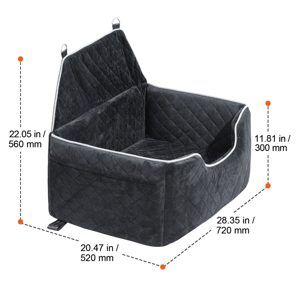 Dog Car Seat, Dog Booster Seat for Car with A Storage Pocket, Pet Car Seat with Clip-On Safety Leash, Sponge Filling, Dog Car Bed for Medium & Large Dog up to 55 lbs, Black
