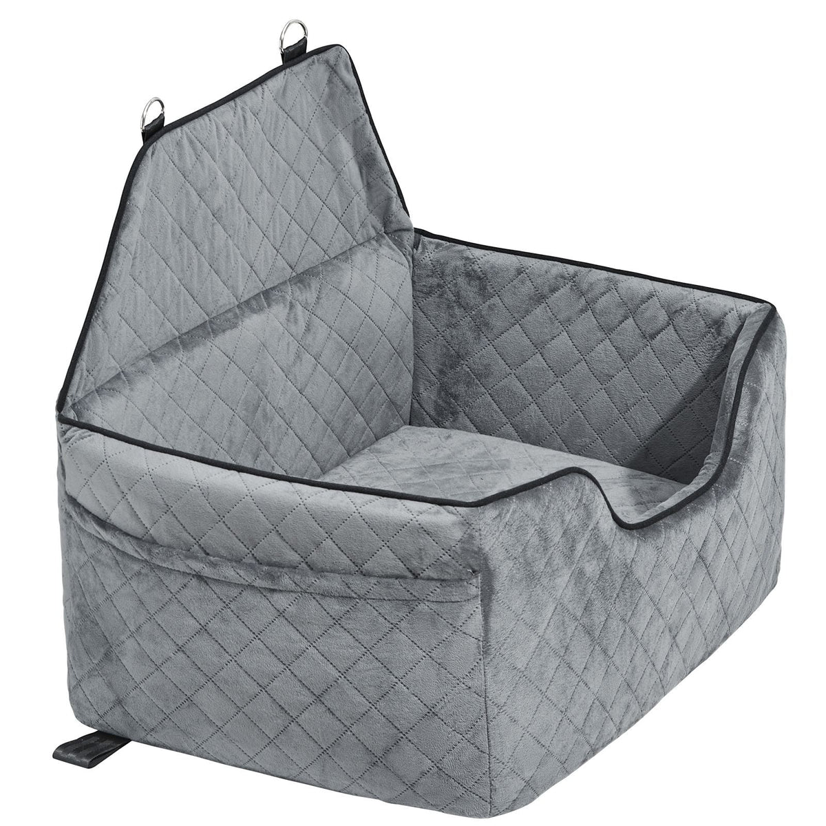 Dog Car Seat, Dog Booster Seat for Car with A Storage Pocket, Pet Car Seat with Clip-On Safety Leash, Sponge Filling, Dog Car Bed for Medium & Large Dog up to 55 lbs, Gray
