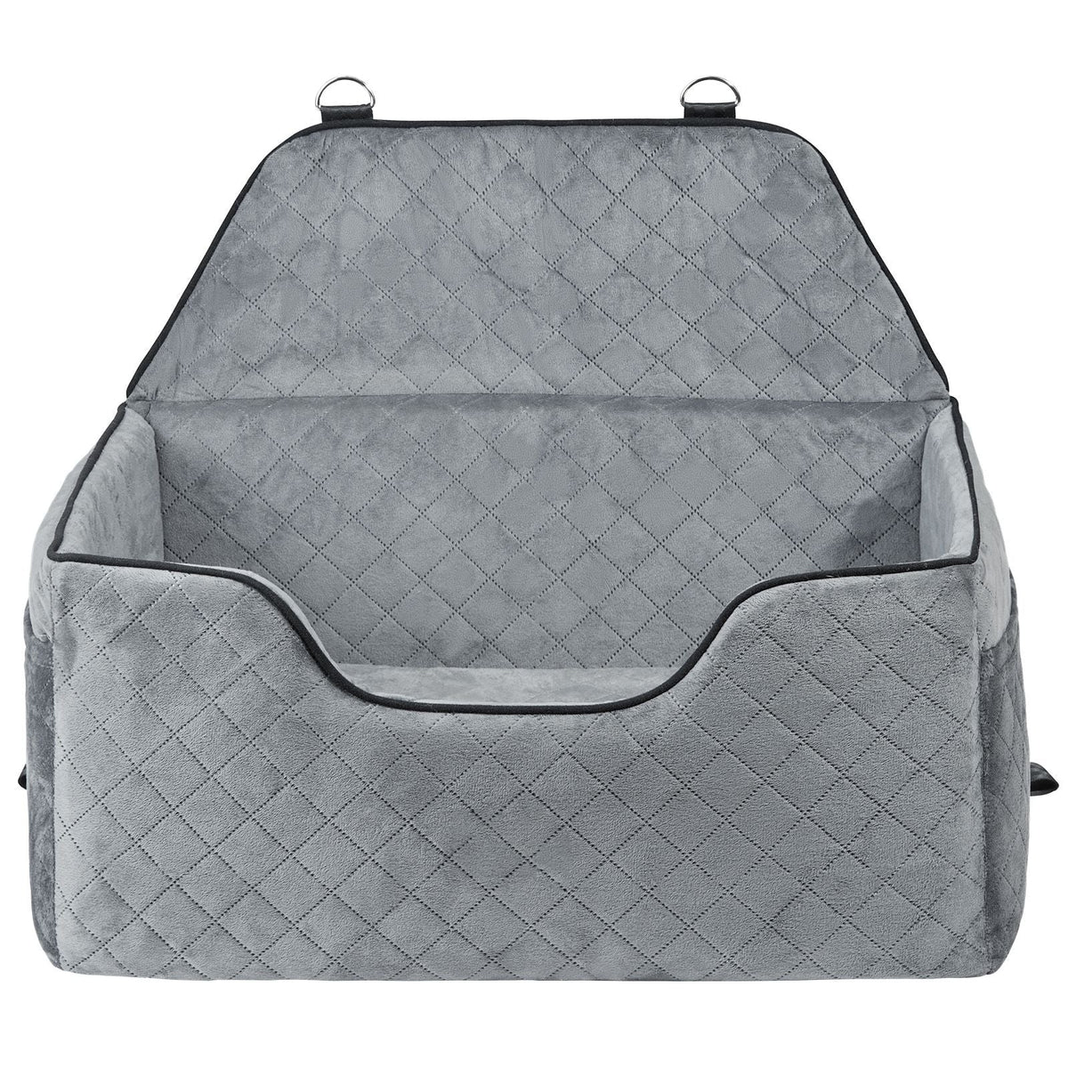 Dog Car Seat, Dog Booster Seat for Car with A Storage Pocket, Pet Car Seat with Clip-On Safety Leash, Sponge Filling, Dog Car Bed for Medium & Large Dog up to 55 lbs, Gray