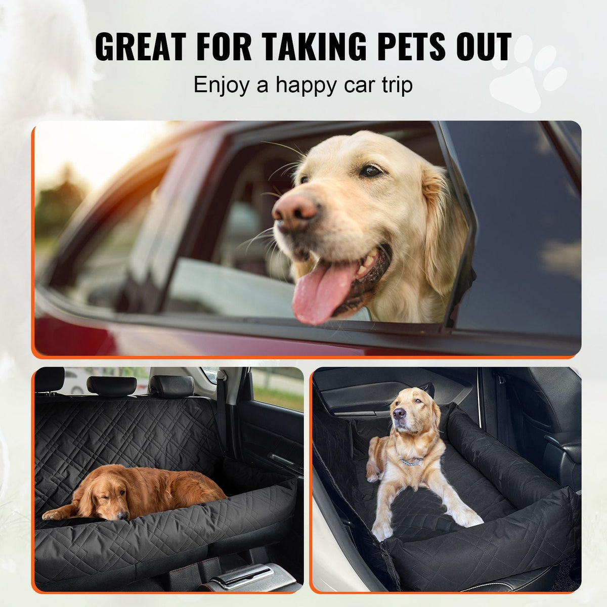 Dog Car Seat, Waterproof Dog Booster Seat for Car, Pet Car Seat with Clip-On Safety Leash, PP Cotton Filling, Dog Car Bed for Medium & Large Dog up to 100 lbs, Black