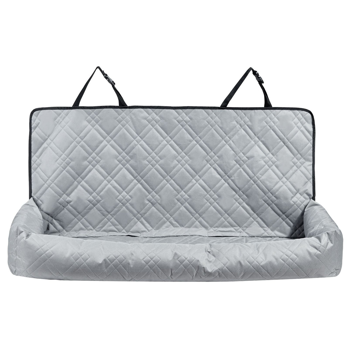 Dog Car Seat, Waterproof Dog Booster Seat for Car, Pet Car Seat with Clip-On Safety Leash, PP Cotton Filling, Dog Car Bed for Medium & Large Dog up to 100 lbs, Gray
