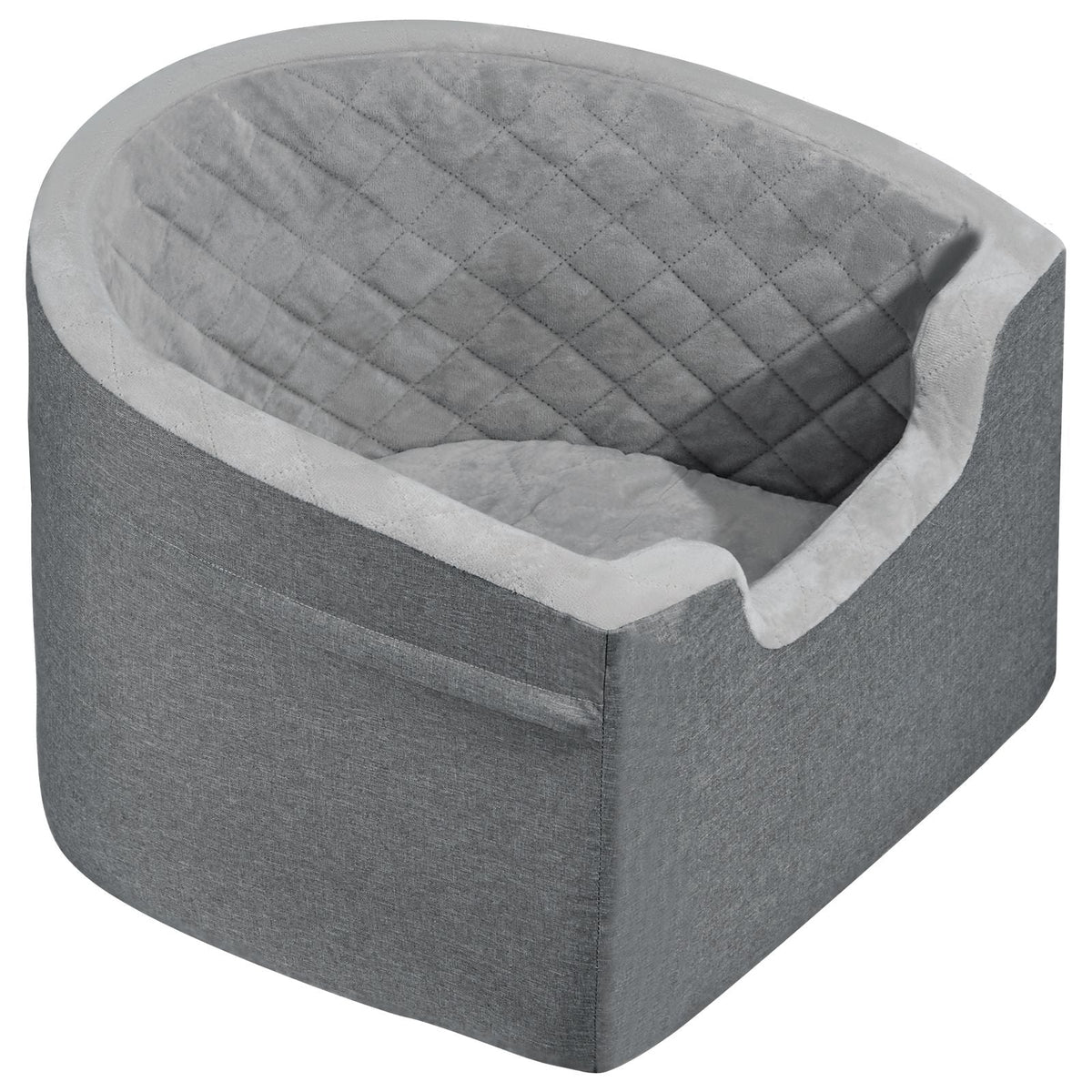 Dog Car Seat, Waterproof Dog Booster Seat for Car with A Storage Pocket, Clip-On Safety Leash and Sponge Filling, Dog Car Bed for Small & Medium Dog up to 55lbs, Gray