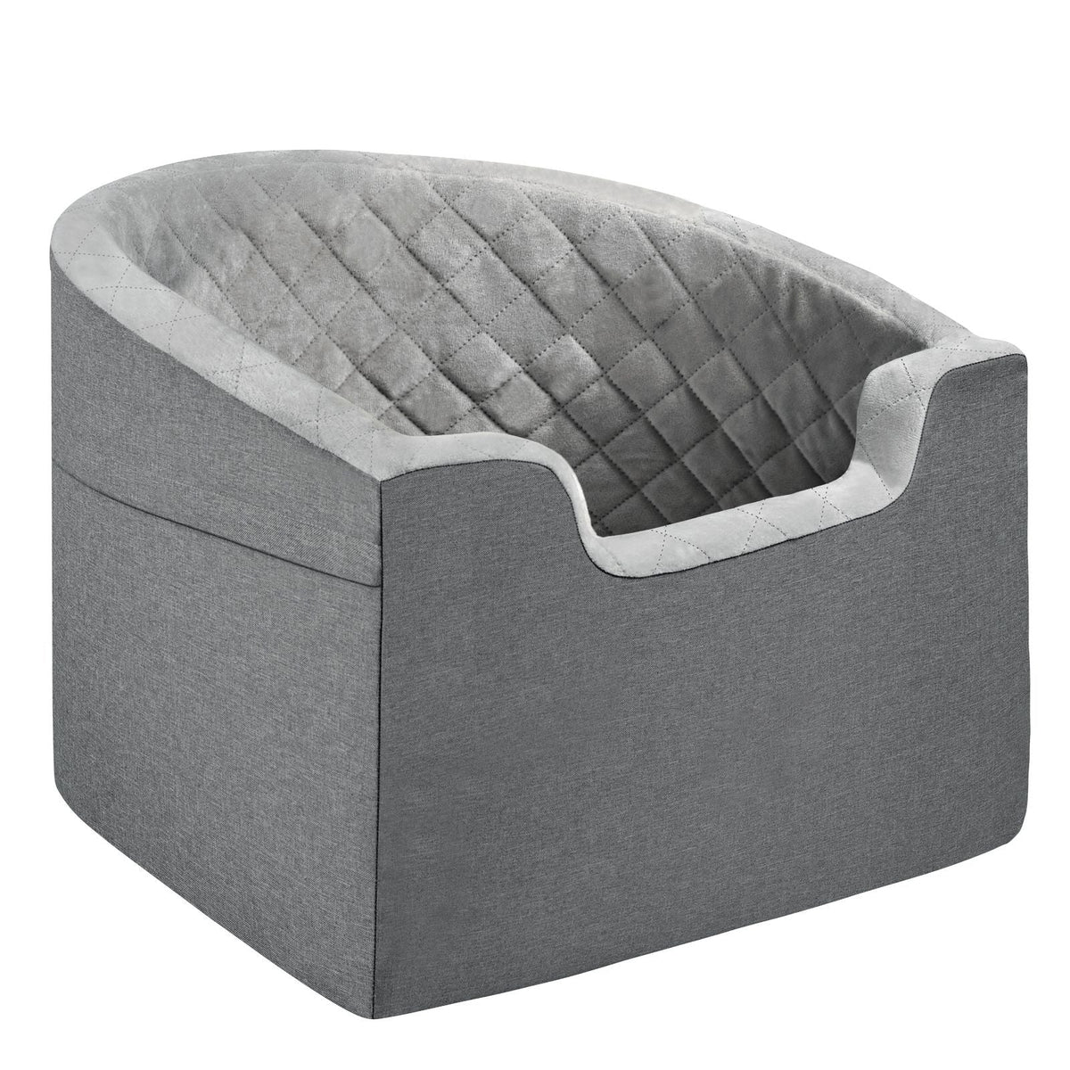 Dog Car Seat, Waterproof Dog Booster Seat for Car with A Storage Pocket, Clip-On Safety Leash and Sponge Filling, Dog Car Bed for Small & Medium Dog up to 55lbs, Gray