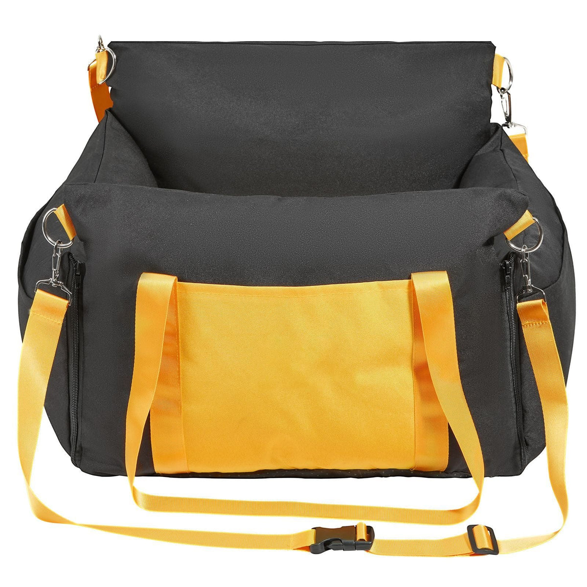 Dog Car Seat, Waterproof Dog Booster Seat for Car with Side Handles and A Storage Pocket, Clip-On Safety Leash and PP Cotton Filling, Dog Car Bed for Small Dog up to 25lbs, Black