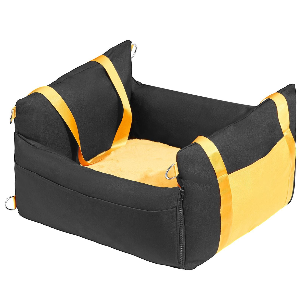 Dog Car Seat, Waterproof Dog Booster Seat for Car with Side Handles and A Storage Pocket, Clip-On Safety Leash and PP Cotton Filling, Dog Car Bed for Small Dog up to 25lbs, Black