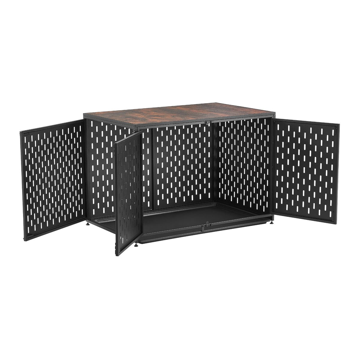 Dog Crate Furniture, 42 Inch Heavy Duty Dog Kennel Furniture Indoor for Small & Medium Dogs, Steel Decorative Pet Cage House End Table with 3 Doors, Detachable Tray & Escape-Proof Locks, Black
