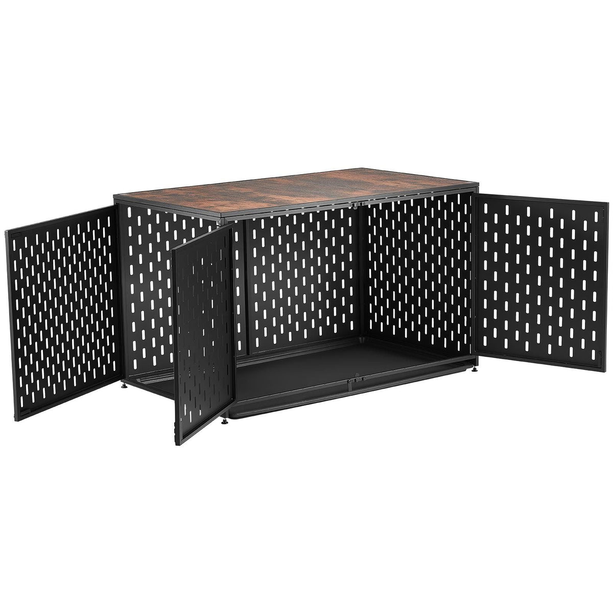 Dog Crate Furniture, 48 Inch Heavy Duty Dog Kennel Furniture Indoor for Large Dogs, Sturdy Steel Decorative Pet Cage House End Table with 3 Doors, Detachable Tray & Escape-Proof Locks, Black