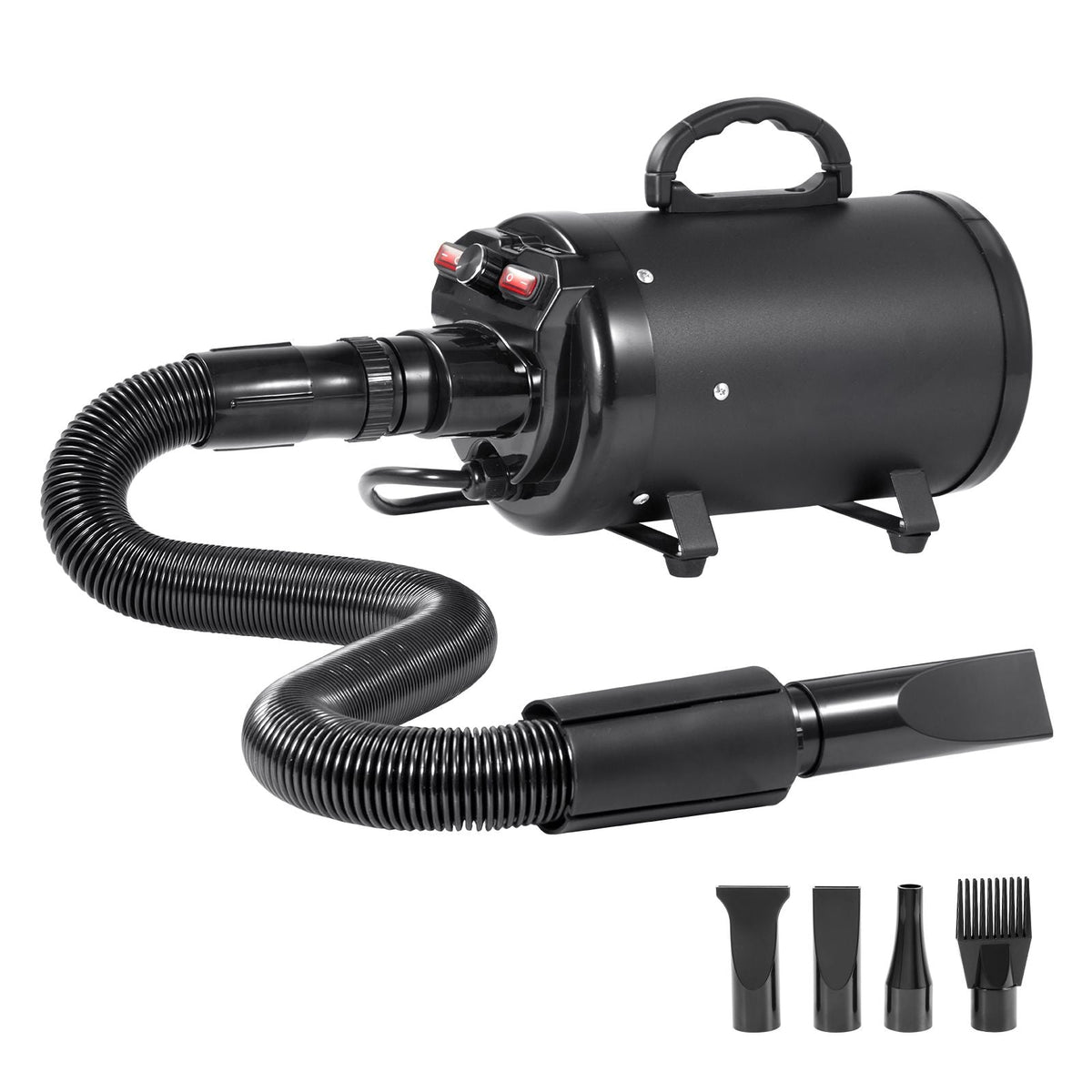 Dog Dryer, 2000W/2.7HP Dog Blow Dryer, Pet Grooming Dryer with Adjustable Speed and Temperature Control, Pet Hair Dryer with 4 Nozzles and Extendable Hose, Black