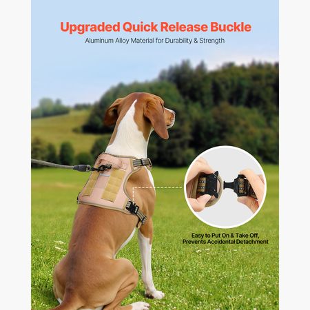 Dog Harness for Large Dogs, No Pull Tactical Dog Harness Adjustable Pet Vest, with Handle, Metal Rings, Buckles, Reflective Stitching Nylon Oxford Fabric, for Training, Walking, and Hiking