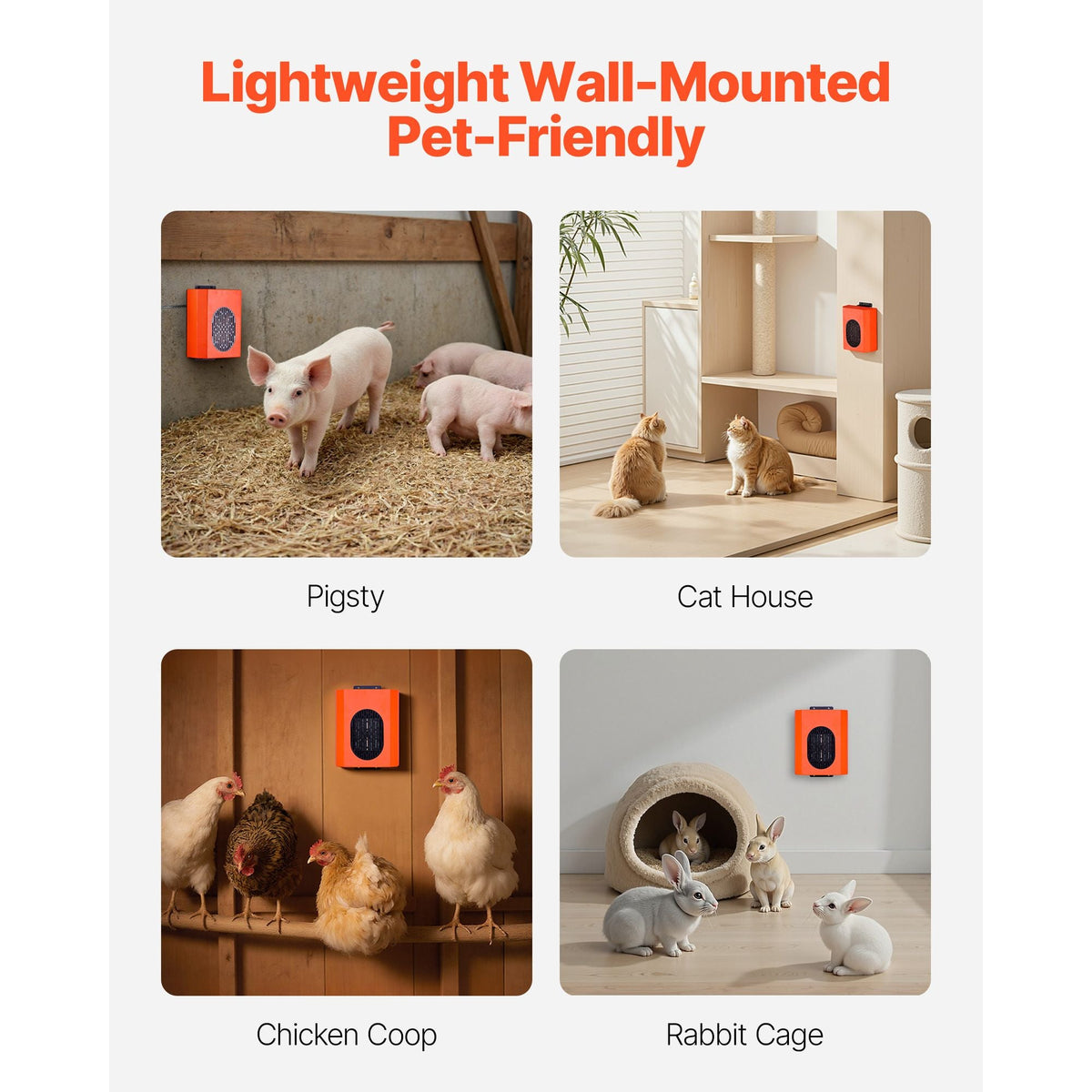 Dog House Heater, 800W Pet Heater House with Overheat Protection, Adjustable Temperature & 24H Timer, Portable Electric Warmer with Anti-Bite Cord, Lightweight Chicken Coops Heated for Pets