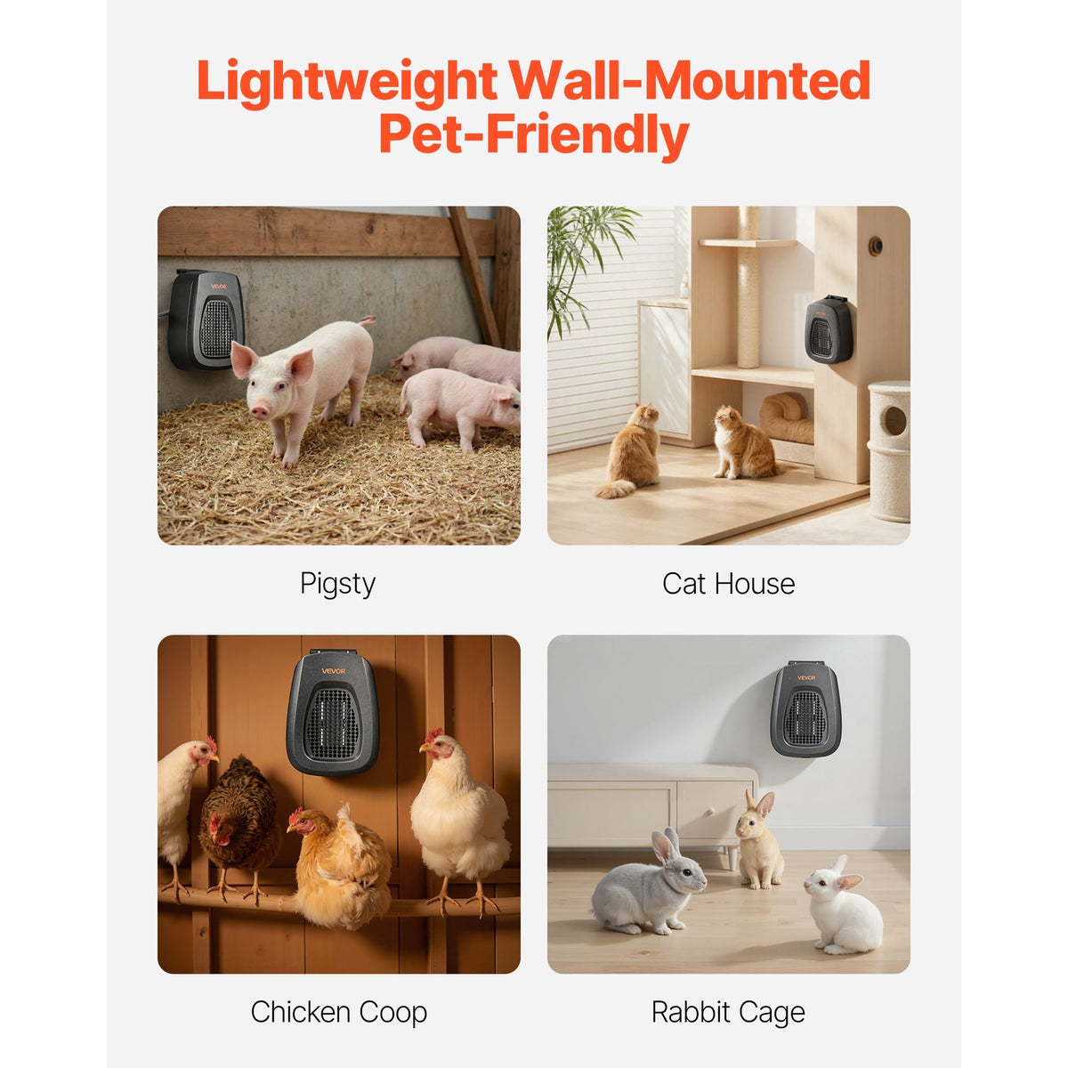 Dog House Heater, 800W Pet Heater House with Overheat Protection, Adjustable Temperature & 24H Timer, Portable Electric Warmer with Anti-Bite Metal Material, Lightweight Chicken Coops Heated