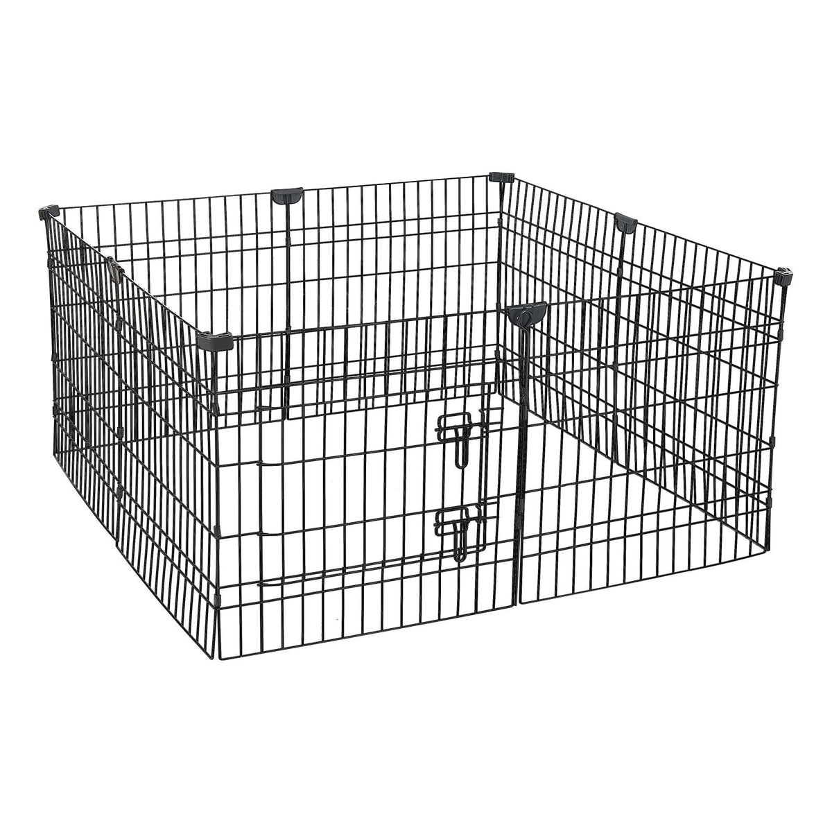 Dog Playpen 24 Inch 8 Panels Exercise Pen with Top Cover & Bottom Pad, Indoor Foldable Metal Pet Fence with Door, Heavy Duty Puppy Crate Kennel Pen for Dogs, Cats, and Other Small Animals, Black