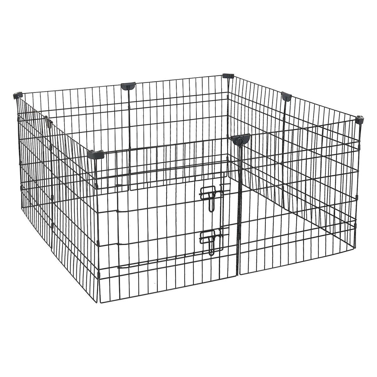 Dog Playpen 24 Inch 8 Panels Heavy Duty Exercise Pen with Bottom Pad, Indoor Foldable Metal Pet Fence with Door, Puppy Crate Kennel, Pet Playpen for Dogs, Cats, and Other Small Animals, Black