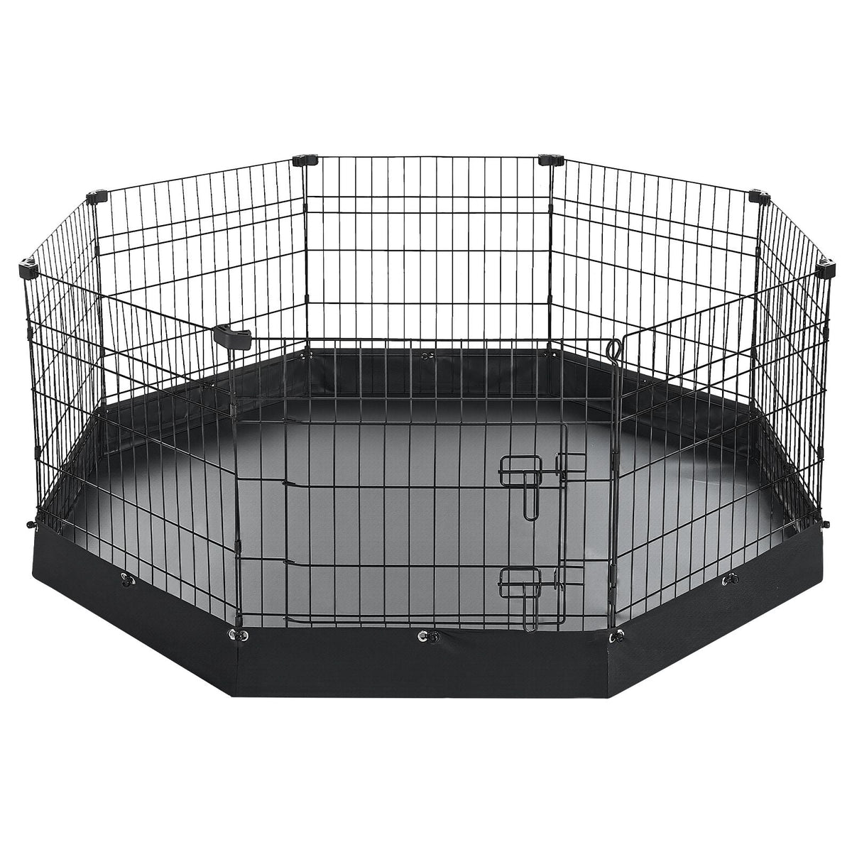 Dog Playpen 24 Inch 8 Panels Heavy Duty Exercise Pen with Bottom Pad, Indoor Foldable Metal Pet Fence with Door, Puppy Crate Kennel, Pet Playpen for Dogs, Cats, and Other Small Animals, Black