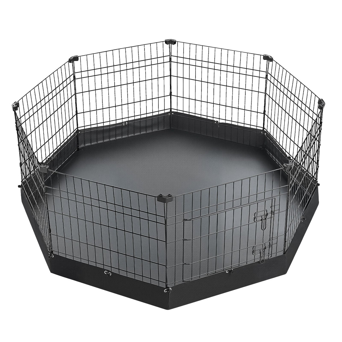 Dog Playpen 24 Inch 8 Panels Heavy Duty Exercise Pen with Bottom Pad, Indoor Foldable Metal Pet Fence with Door, Puppy Crate Kennel, Pet Playpen for Dogs, Cats, and Other Small Animals, Black