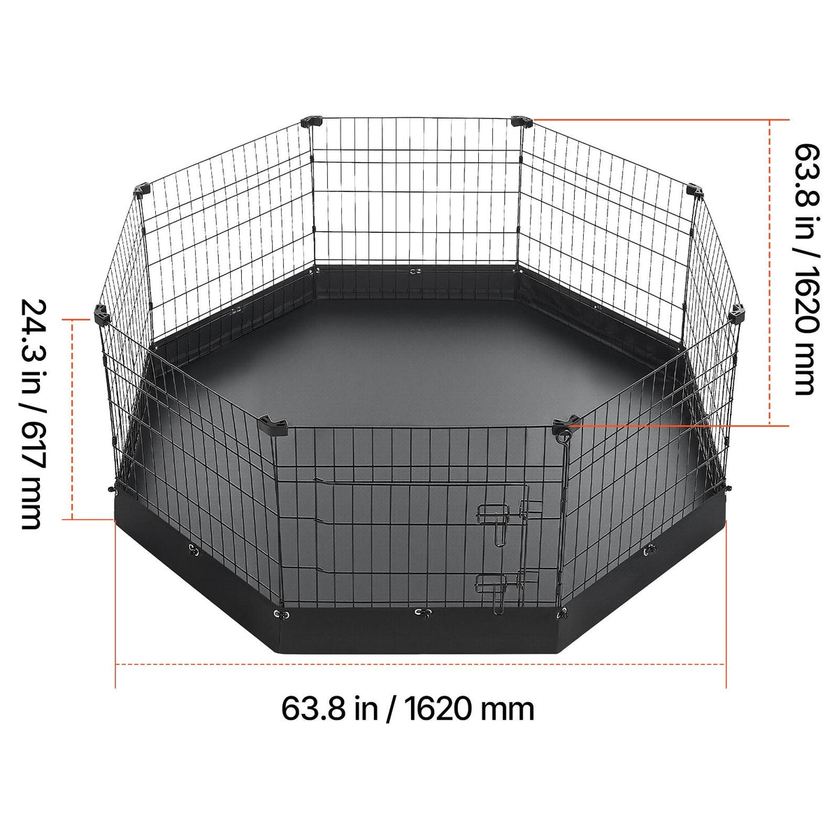 Dog Playpen 24 Inch 8 Panels Heavy Duty Exercise Pen with Bottom Pad, Indoor Foldable Metal Pet Fence with Door, Puppy Crate Kennel, Pet Playpen for Dogs, Cats, and Other Small Animals, Black