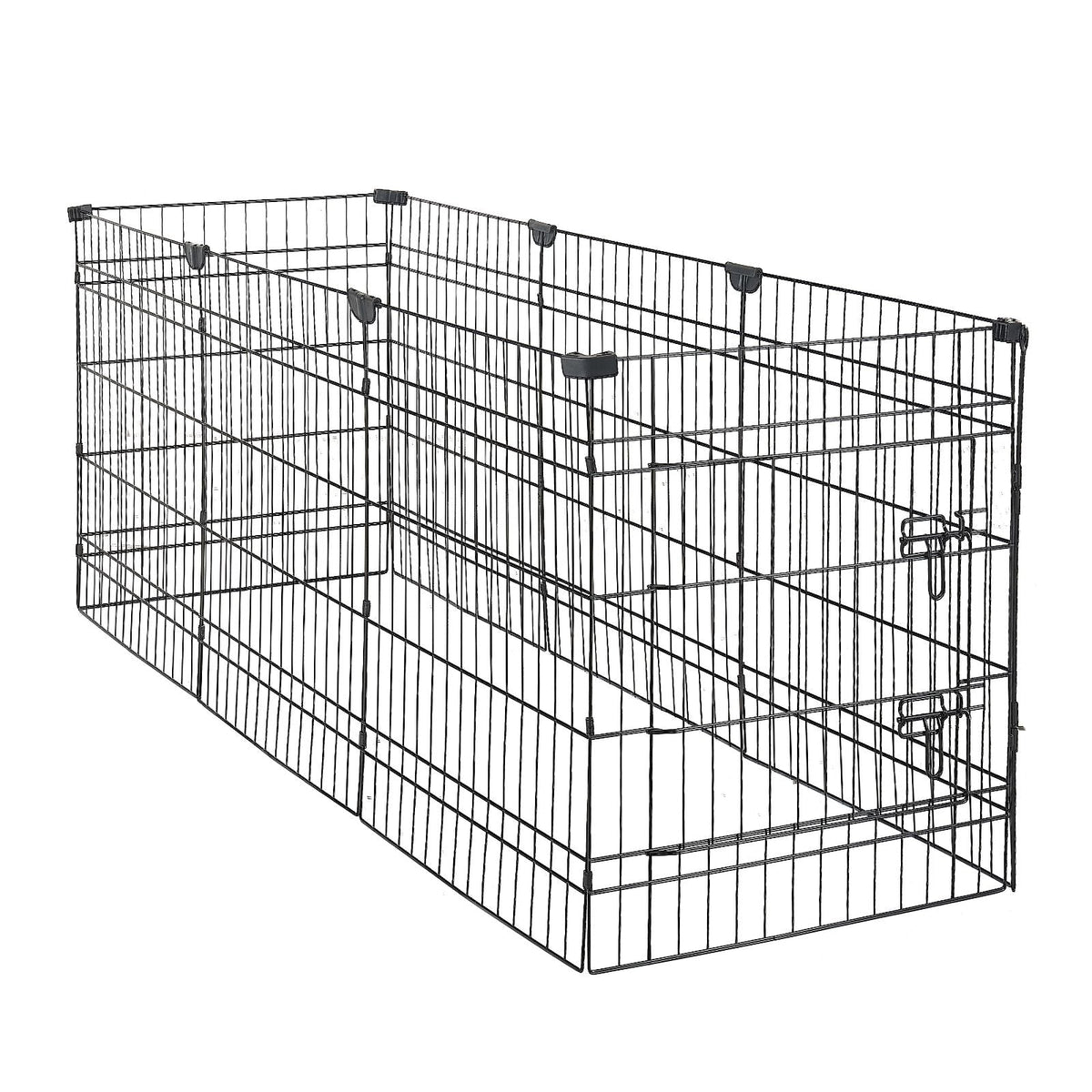 Dog Playpen 30 Inch 8 Panels Exercise Pen with Top Cover & Bottom Pad, Indoor Foldable Metal Pet Fence with Door, Heavy Duty Puppy Crate Kennel Pen for Dogs, Cats, and Other Small Animals, Black