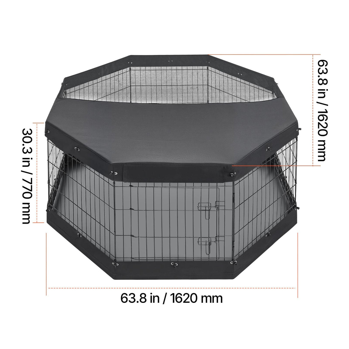 Dog Playpen 30 Inch 8 Panels Exercise Pen with Top Cover & Bottom Pad, Indoor Foldable Metal Pet Fence with Door, Heavy Duty Puppy Crate Kennel Pen for Dogs, Cats, and Other Small Animals, Black
