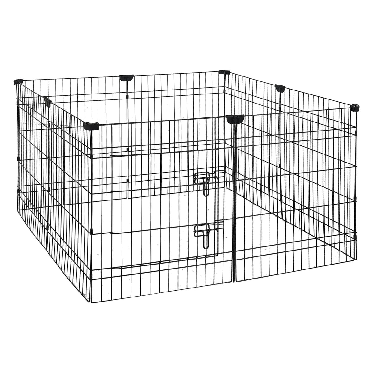 Dog Playpen 30 Inch 8 Panels Exercise Pen with Top Cover & Bottom Pad, Indoor Foldable Metal Pet Fence with Door, Heavy Duty Puppy Crate Kennel Pen for Dogs, Cats, and Other Small Animals, Black