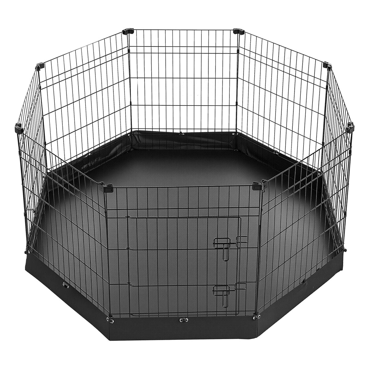 Dog Playpen 30 Inch 8 Panels Foldable Exercise Pen with Bottom Pad, Indoor Metal Pet Fence with Door, Heavy Duty Puppy Crate Kennel, Pet Playpen for Dogs, Cats, and Other Small Animals, Black