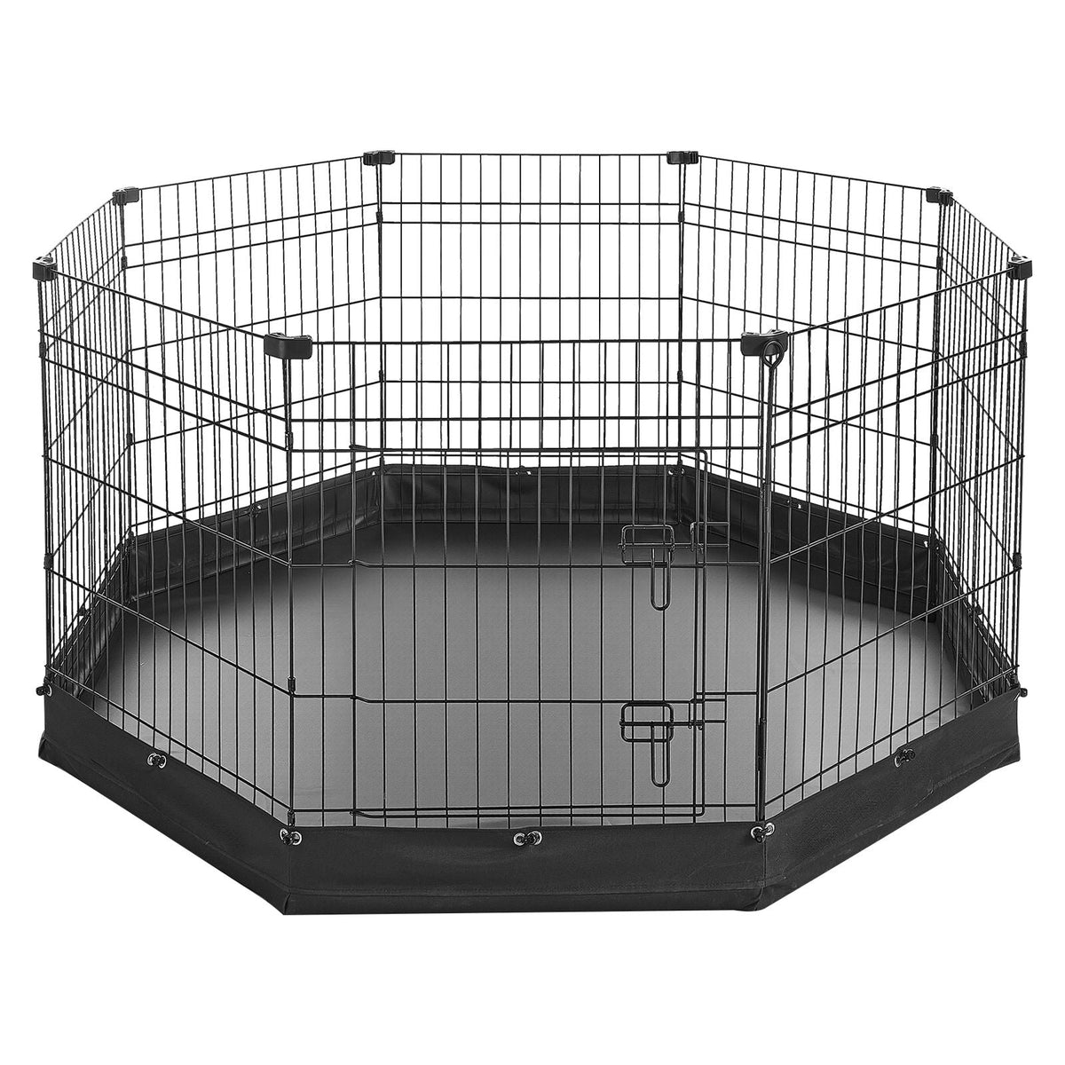 Dog Playpen 30 Inch 8 Panels Foldable Exercise Pen with Bottom Pad, Indoor Metal Pet Fence with Door, Heavy Duty Puppy Crate Kennel, Pet Playpen for Dogs, Cats, and Other Small Animals, Black