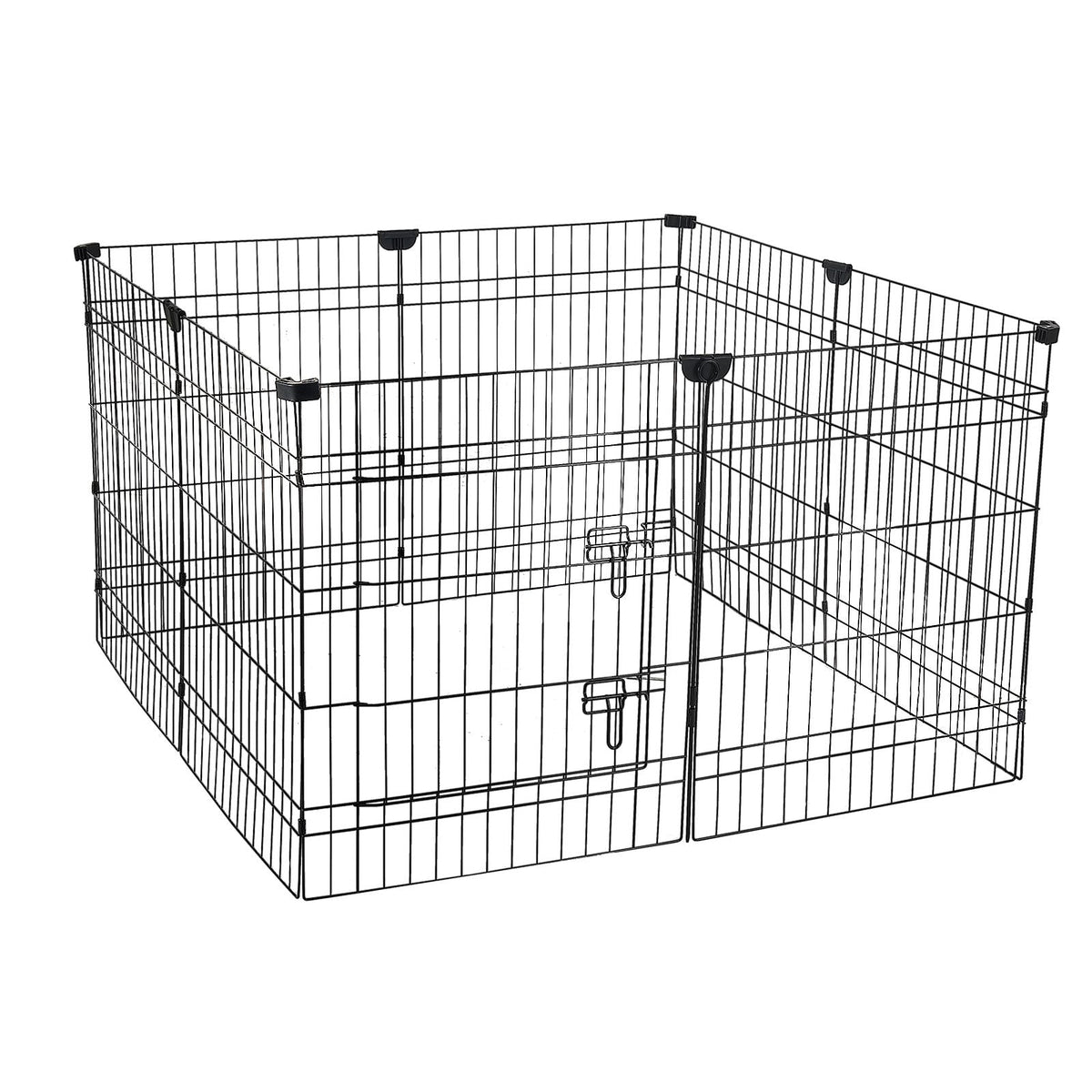 Dog Playpen 30 Inch 8 Panels Foldable Exercise Pen with Bottom Pad, Indoor Metal Pet Fence with Door, Heavy Duty Puppy Crate Kennel, Pet Playpen for Dogs, Cats, and Other Small Animals, Black
