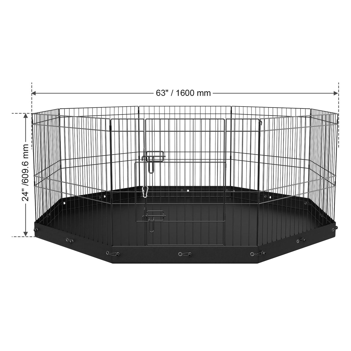 Dog Playpen, 8 Panels Foldable Metal Dog Exercise Pen with Bottom Pad, 24" H Pet Fence Puppy Crate Kennel with Ground Stakes, Indoor Outdoor Dog Pen for Small Medium Pets, for Camping, Yard