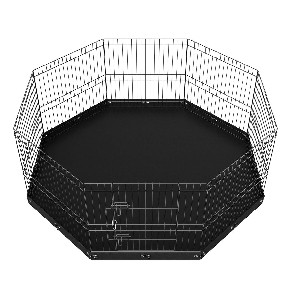 Dog Playpen, 8 Panels Foldable Metal Dog Exercise Pen with Bottom Pad, 24" H Pet Fence Puppy Crate Kennel with Ground Stakes, Indoor Outdoor Dog Pen for Small Medium Pets, for Camping, Yard