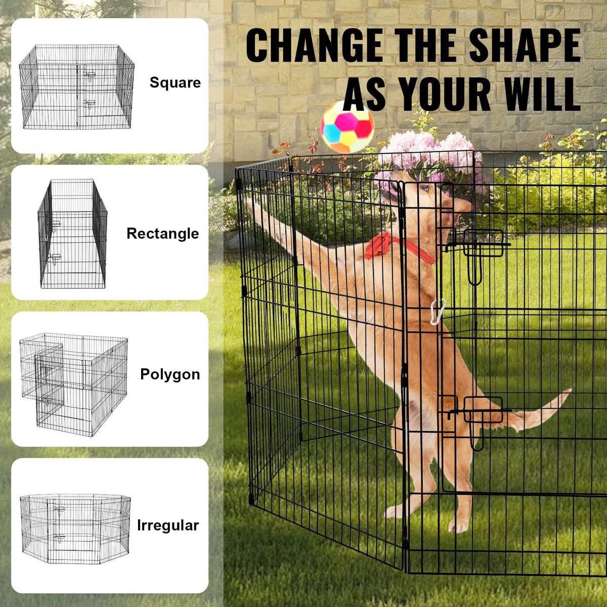 Dog Playpen, 8 Pcs 30"H x 24"W Panels Foldable Metal Pet Exercise Pen, Dog Fence Indoor and Outdoor Pen with Door, 600D Oxford Fabric Top Cover, Pet Playpen for Dogs, Cats, Other Small Animals