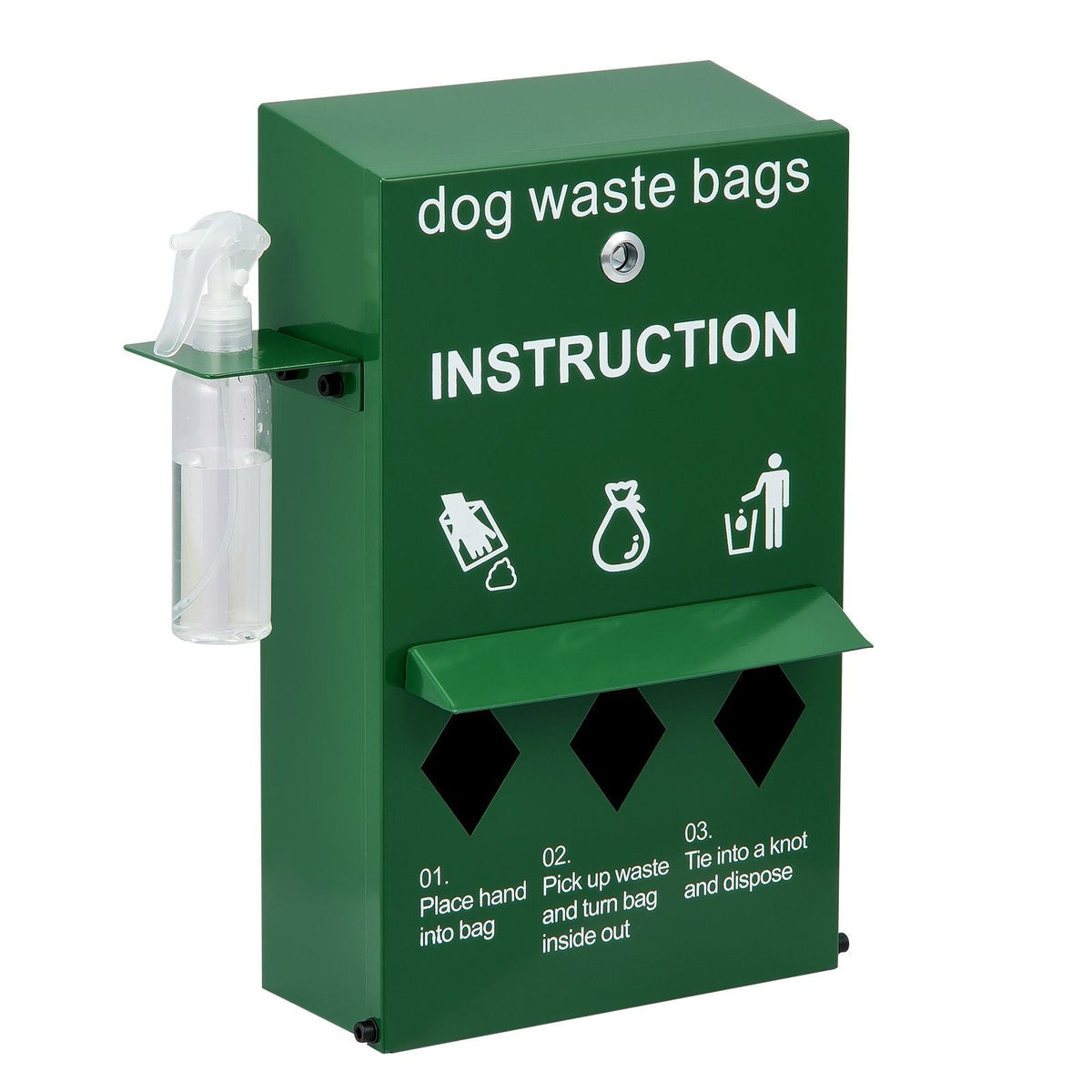 Dog Poop Bag Dispenser with Hand Wash Bottle, Lockable Outdoor Dog Waste Bag Holder with 600 Waste Bags, Stake, Pole, Fence & Wall Mounted Dog Poop Bag Storage, Pet Waste Station for Porch, Lawn