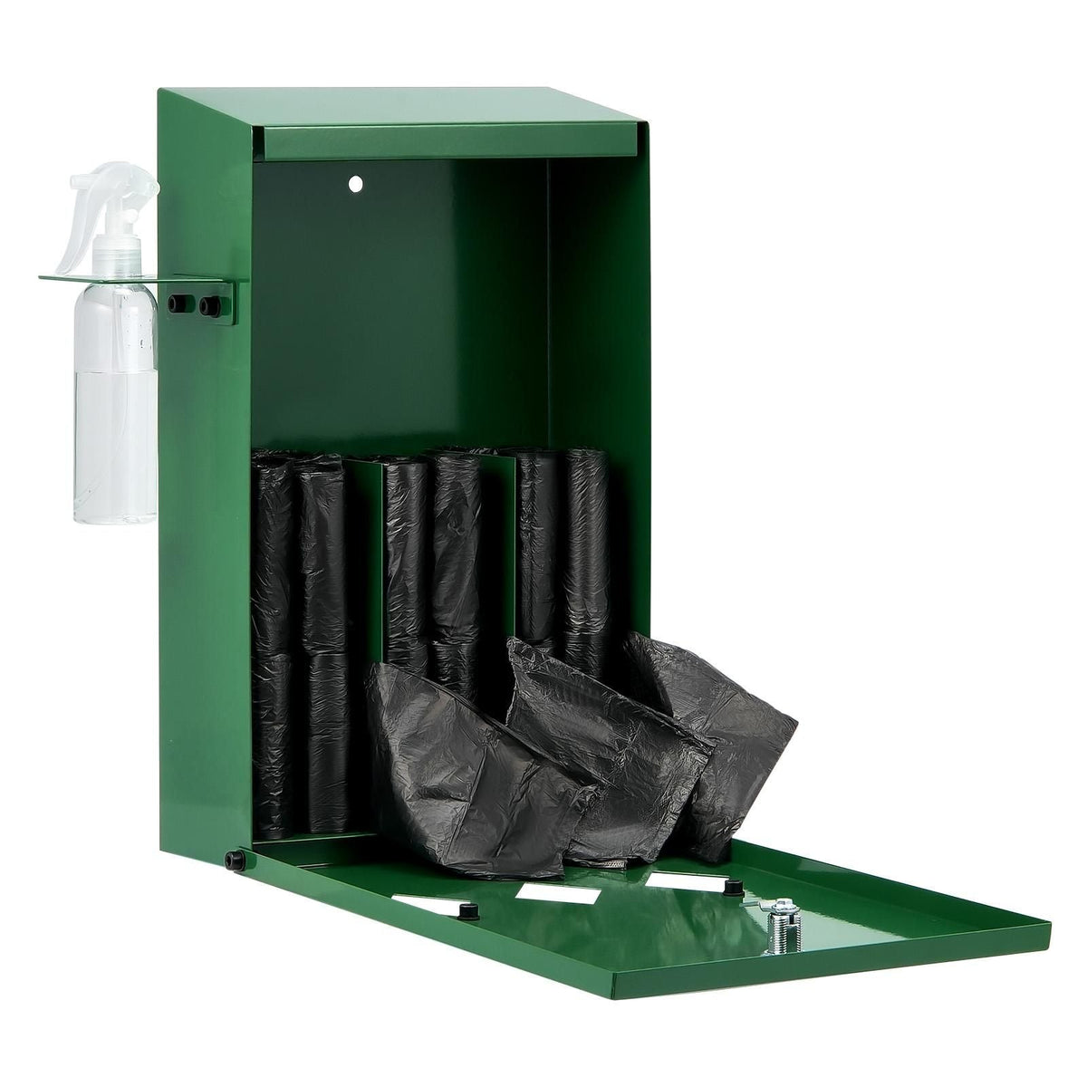 Dog Poop Bag Dispenser with Hand Wash Bottle, Lockable Outdoor Dog Waste Bag Holder with 600 Waste Bags, Stake, Pole, Fence & Wall Mounted Dog Poop Bag Storage, Pet Waste Station for Porch, Lawn