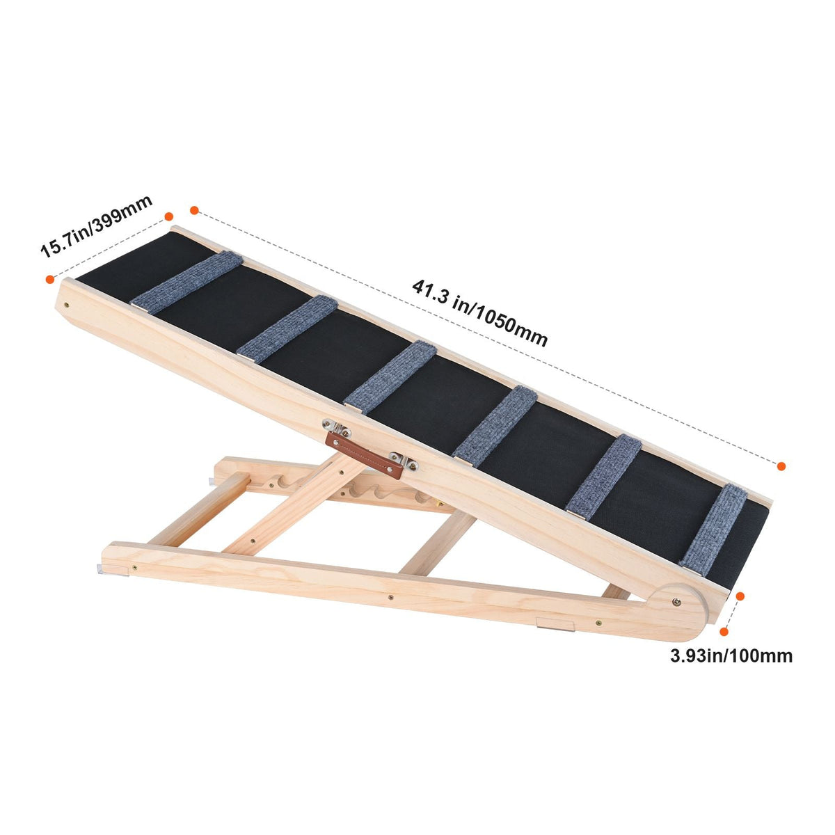 Dog Ramp, Folding Pet Ramp for Bed, Adjustable Dog Ramp for Small, Large, Old Dogs & Cats, Wooden Pet Ramp with 41.3" Long Ramp, Adjustable from 13.77" to 25.59", Suitable for Couch, Sofa, Car