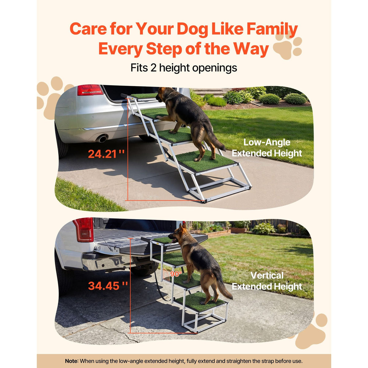 Dog Stairs for Car, 4 Steps Extra Wide Foldable Dog Ramp for Large Dogs with Non-Slip Surface, Portable Lightweight Pet Stairs Ladder for Car, SUV, Truck, High Bed, Sofa, Support up to 200 lbs