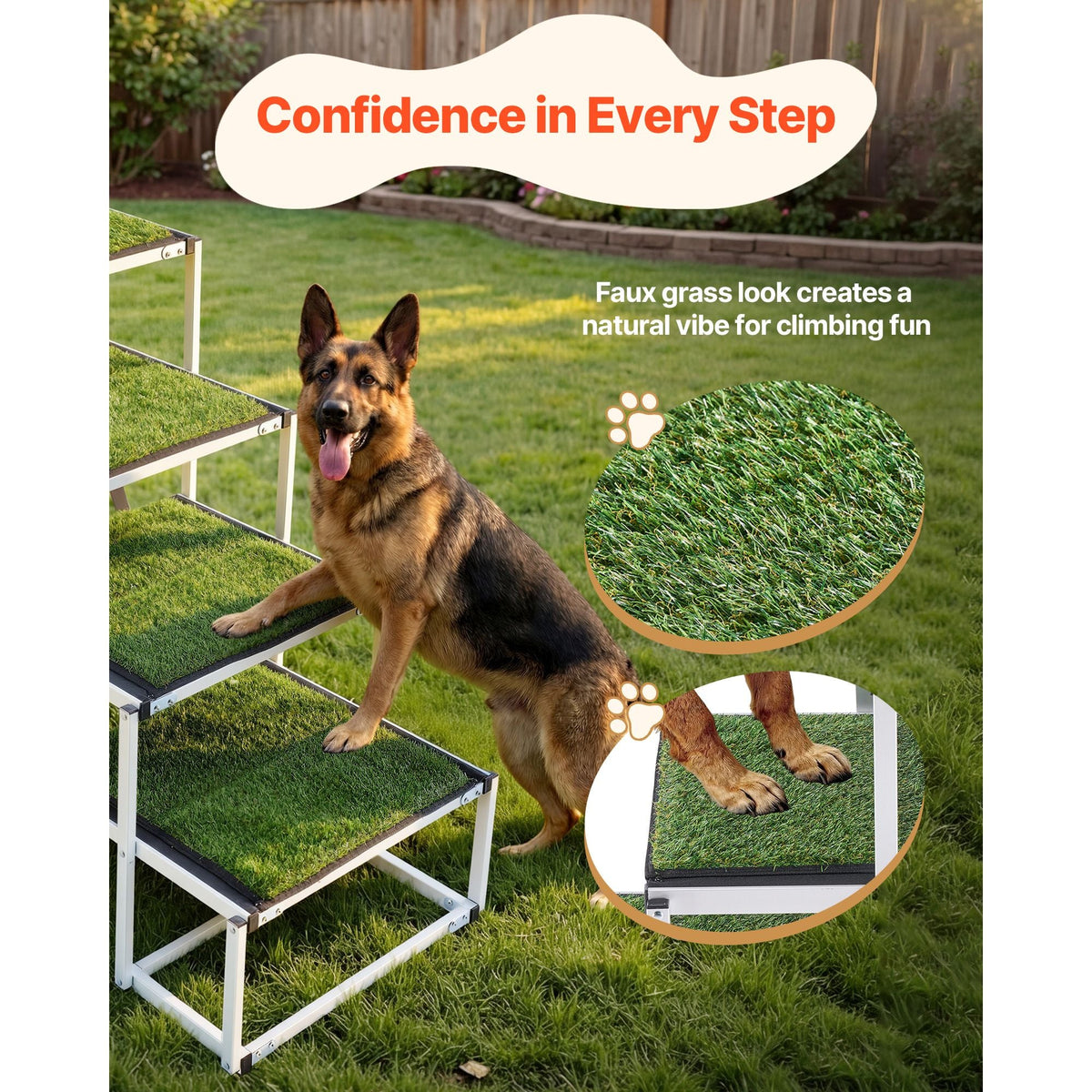 Dog Stairs for Car, 4 Steps Extra Wide Foldable Dog Ramp for Large Dogs with Non-Slip Surface, Portable Lightweight Pet Stairs Ladder for Car, SUV, Truck, High Bed, Sofa, Support up to 200 lbs