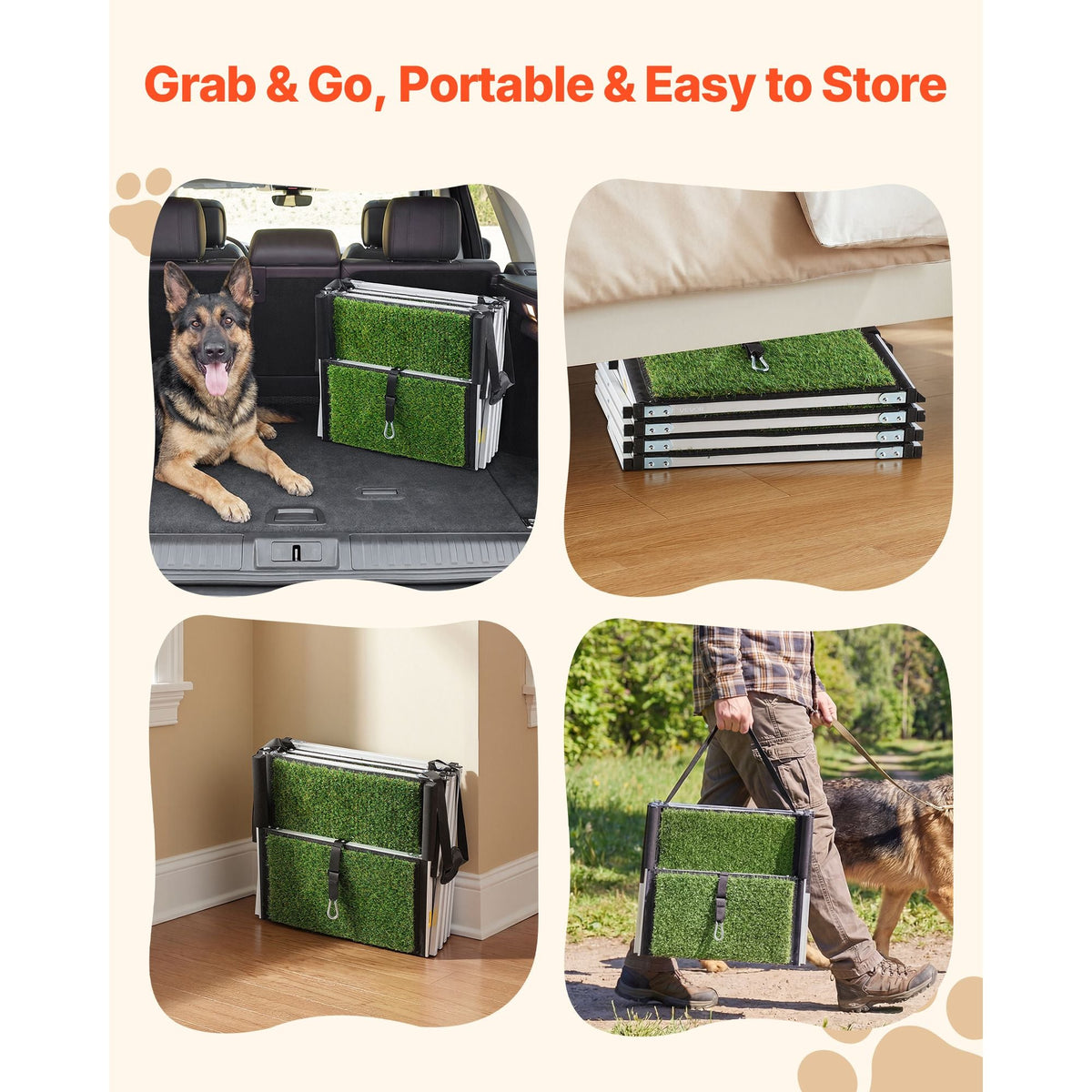 Dog Stairs for Car, 4 Steps Extra Wide Foldable Dog Ramp for Large Dogs with Non-Slip Surface, Portable Lightweight Pet Stairs Ladder for Car, SUV, Truck, High Bed, Sofa, Support up to 200 lbs
