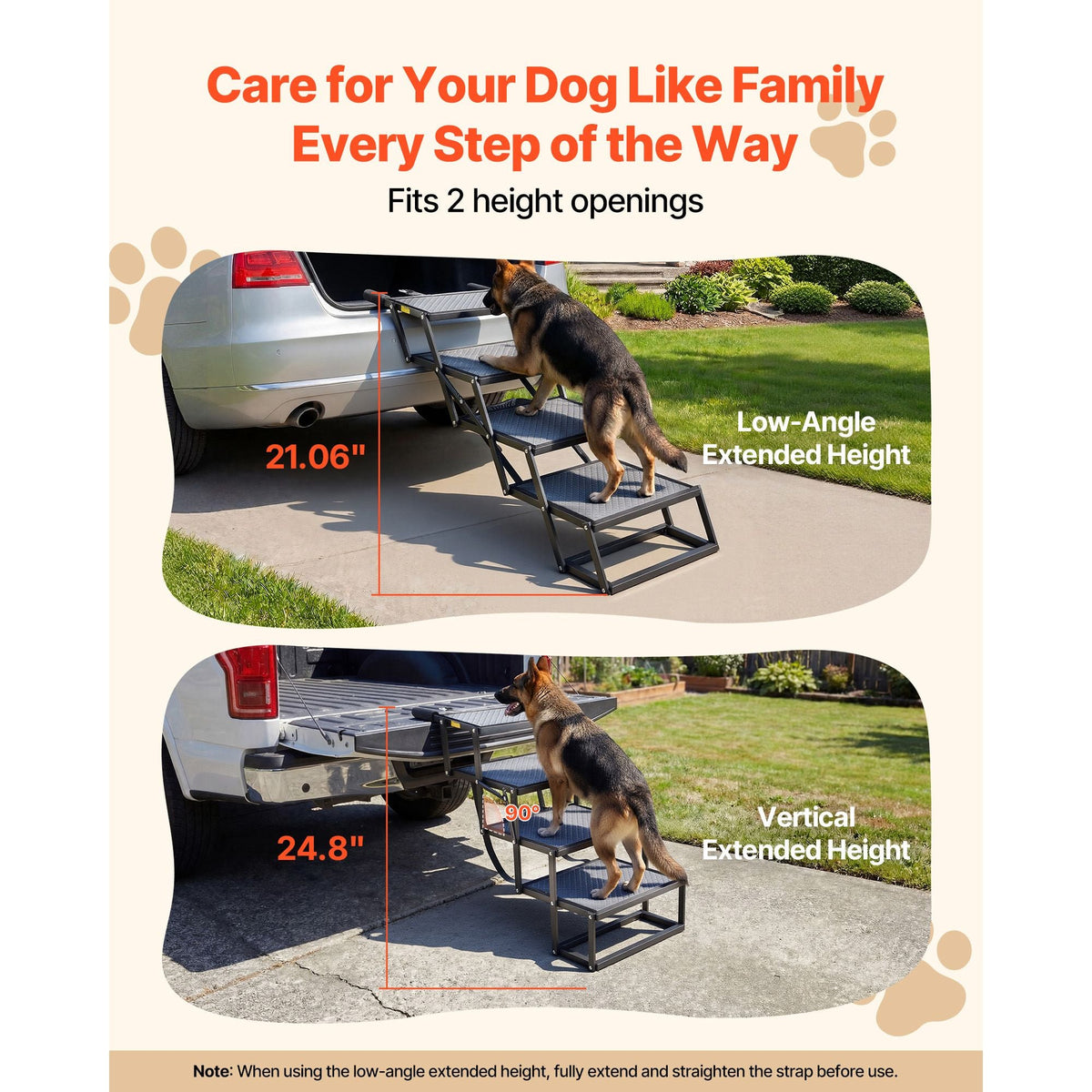 Dog Stairs for Car, 4 Steps Extra Wide Foldable Dog Ramp for Large Dogs with Non-Slip Surface, Portable Lightweight Pet Stairs Ladder for Car, SUV, Truck, High Bed, Sofa, Support up to 400 lbs