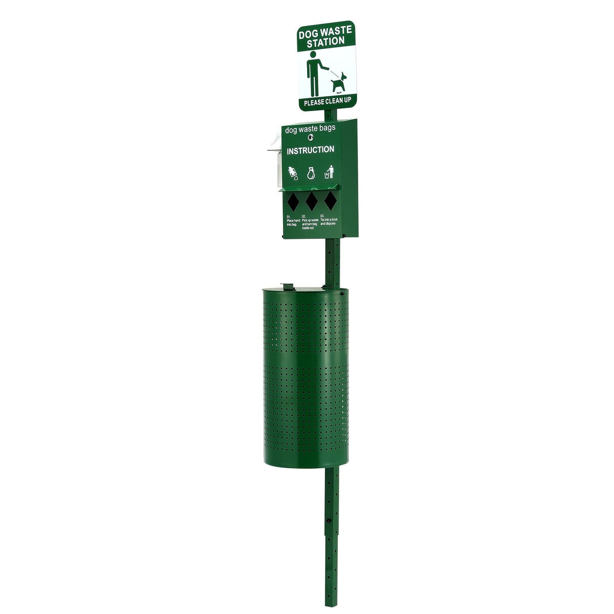 Dog Waste Station with Hand Wash Bottle, Commercial Dog Poop Station, 11.5 Gallons Pet Waste Bin with 50 Can Liners, Bag Dispenser & 600 Waste Bags, Outdoor Dog Waste Disposal System