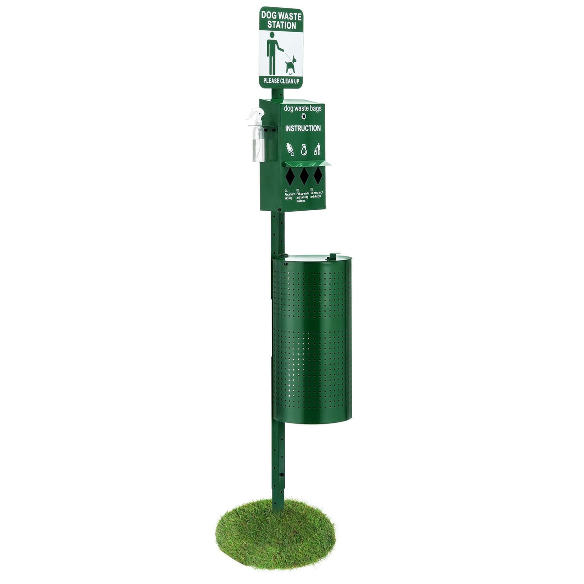 Dog Waste Station with Hand Wash Bottle, Commercial Dog Poop Station, 11.5 Gallons Pet Waste Bin with 50 Can Liners, Bag Dispenser & 600 Waste Bags, Outdoor Dog Waste Disposal System