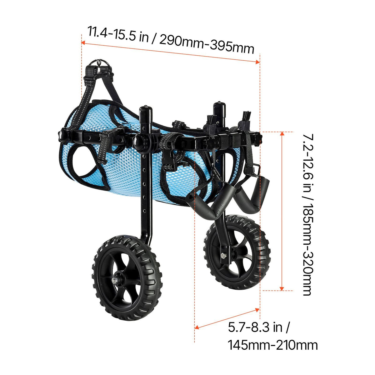 Dog Wheelchair for Back Legs, Adjustable 2 Wheels Pet Wheelchair, Lightweight Dog Cart with Shock-Absorbing Wheels, Mobility Support Wheel Chair for Disabled Injured Dogs up to 22lbs, Small