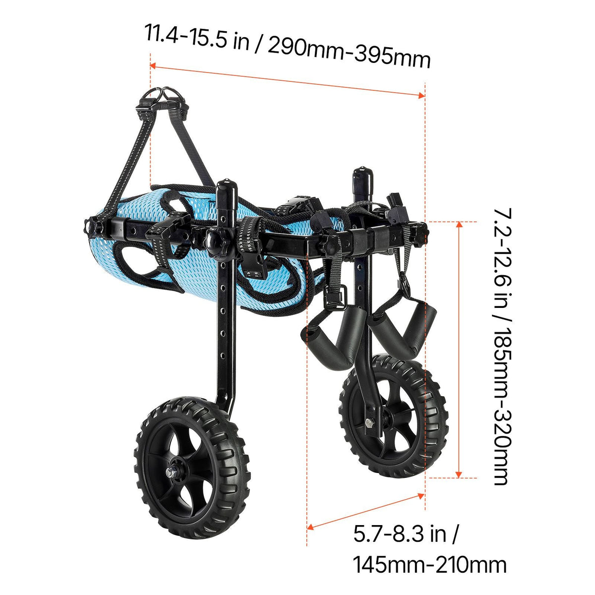 Dog Wheelchair for Back Legs, Adjustable 2 Wheels Pet Wheelchair, Lightweight Dog Cart with Shock-Absorbing Wheels, Mobility Support Wheel Chair for Disabled Injured Dogs up to 22lbs , X-Small