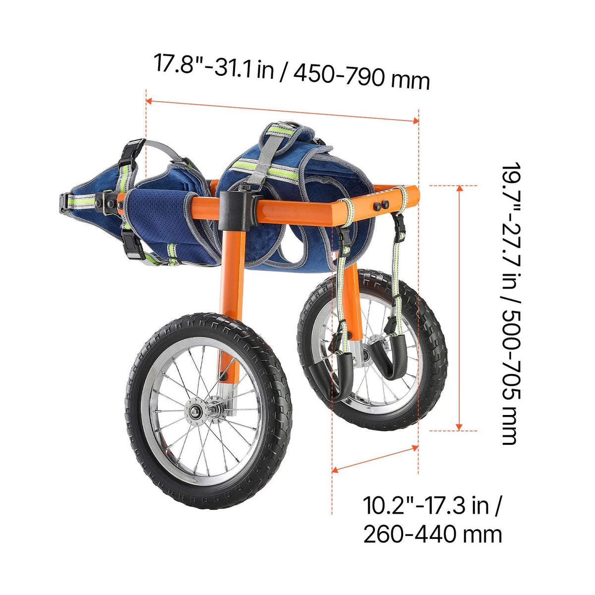 Dog Wheelchair for Back Legs, Lightweight 2 Wheels Pet Wheelchair, Height, Width & Length Adjustable, Dog Cart with Shock-Absorbing Wheels, for Injured, Disabled Dogs 48-88 lbs, Large