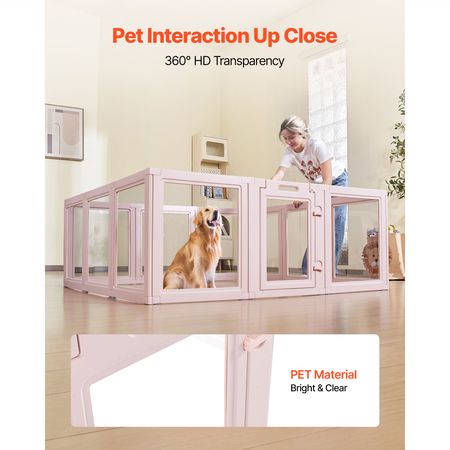 Dog Whelping Box, 60x59x23 in Transparent Plastic Dog Whelping Pen for X-Large Sized Dogs, Waterproof Puppy Playpen with Windows & Door Lock, Durable Indoor Pet Dogs Cats Birth Kit