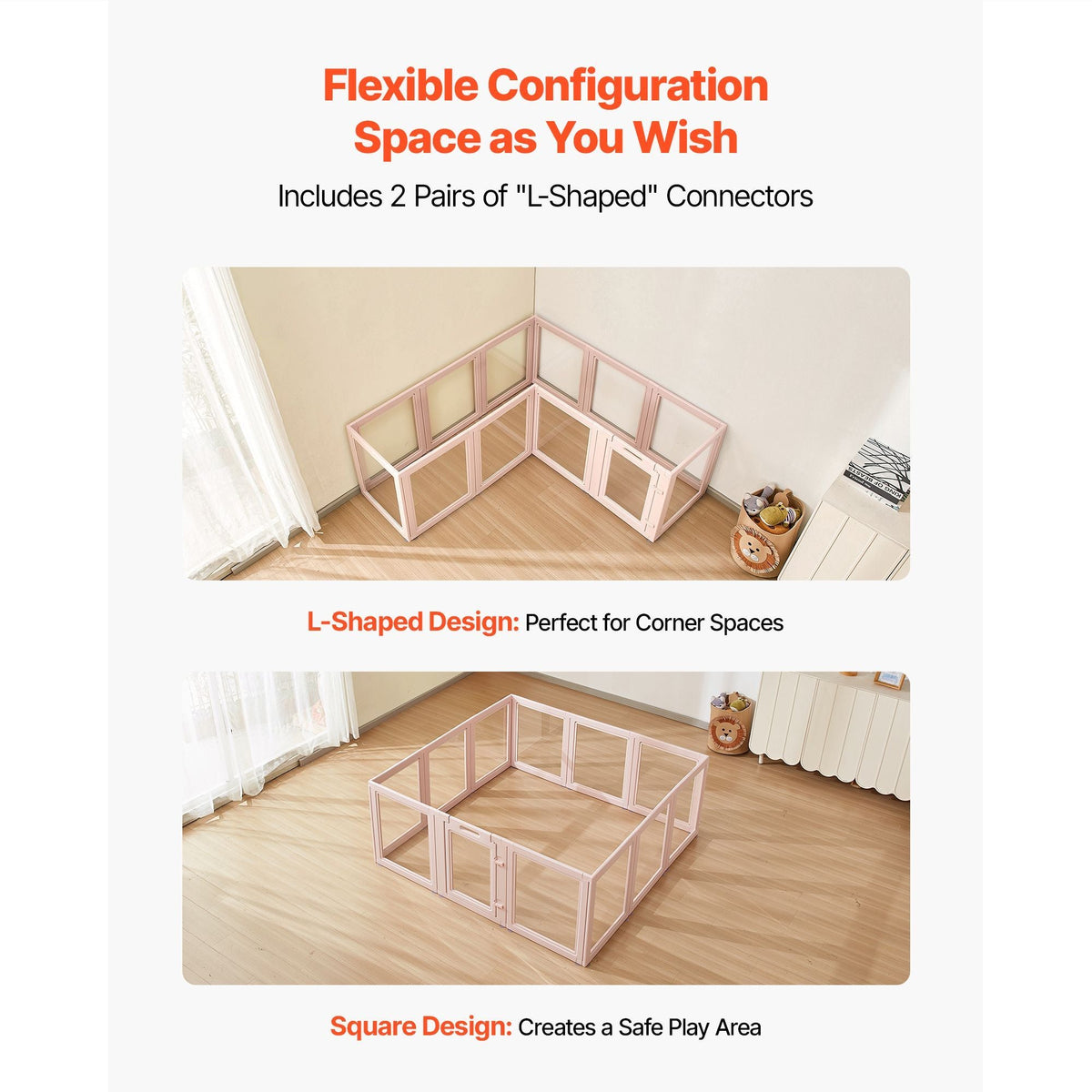 Dog Whelping Box, 60x59x23 in Transparent Plastic Dog Whelping Pen for X-Large Sized Dogs, Waterproof Puppy Playpen with Windows & Door Lock, Durable Indoor Pet Dogs Cats Birth Kit