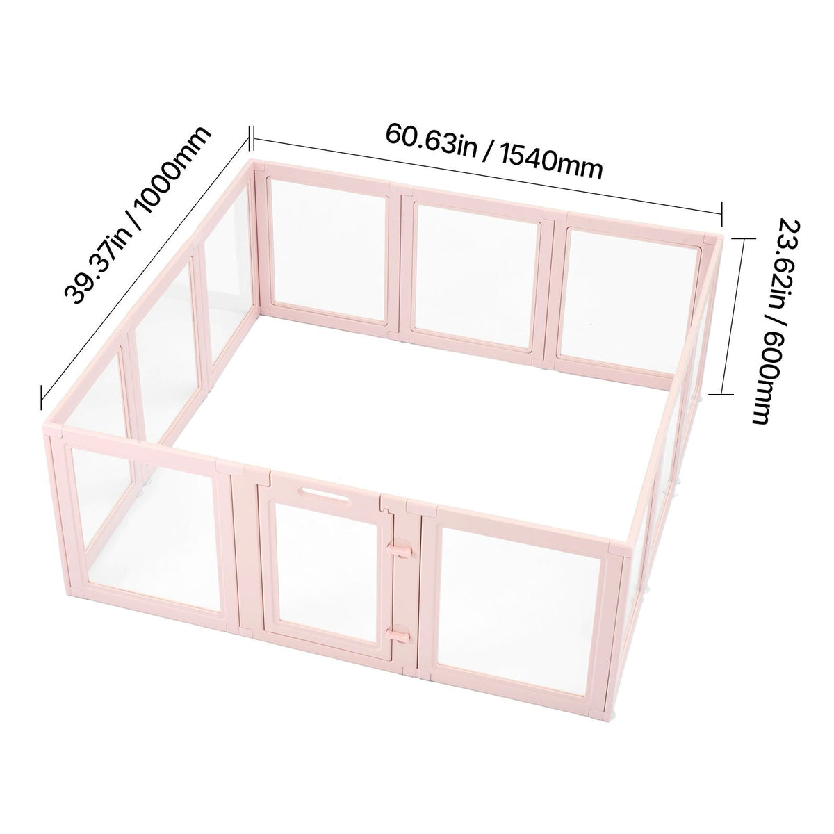 Dog Whelping Box, 60x59x23 in Transparent Plastic Dog Whelping Pen for X-Large Sized Dogs, Waterproof Puppy Playpen with Windows & Door Lock, Durable Indoor Pet Dogs Cats Birth Kit