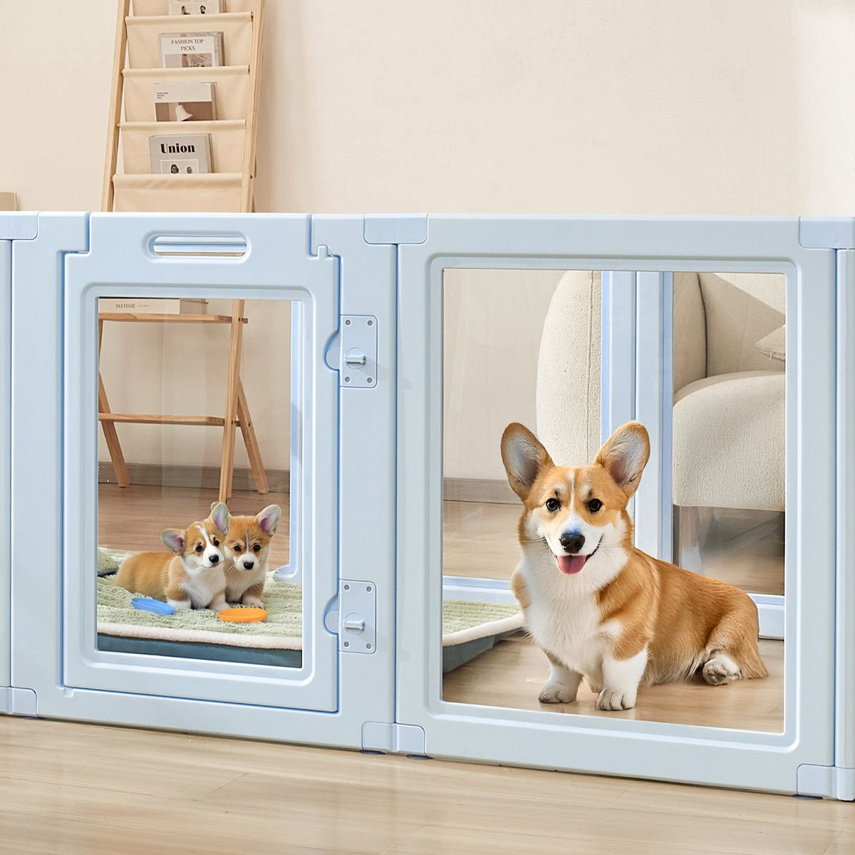 Dog Whelping Box, 76x49x30 in Plastic Dog Whelping Pen for Large Sized Dogs, Waterproof Puppy Playpen with Transparent Windows & Door Lock, Easy to Clean, Durable Indoor Pet Dogs Cats Birth Kit