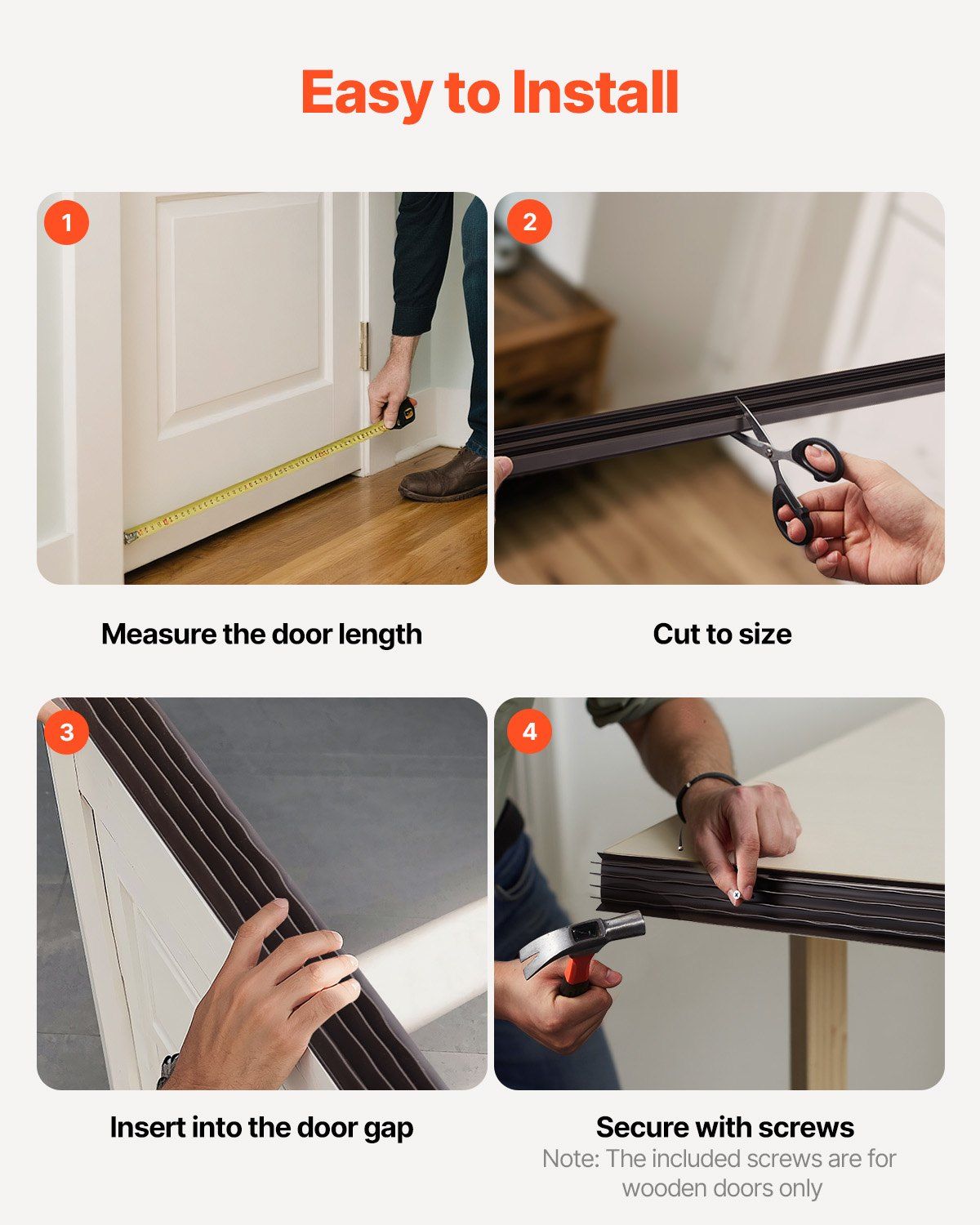 Door Bottom Seal Vinyl U-Shape Brown Kerf Under Door Draft Guard 36 In 2 Pack